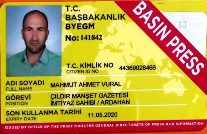 ÇILDIR MANŞET SARI BASIN KARTLI OLDU