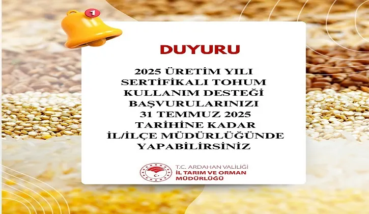 Sertifikalı Tohum Kullanım desteği başvuruları başladı